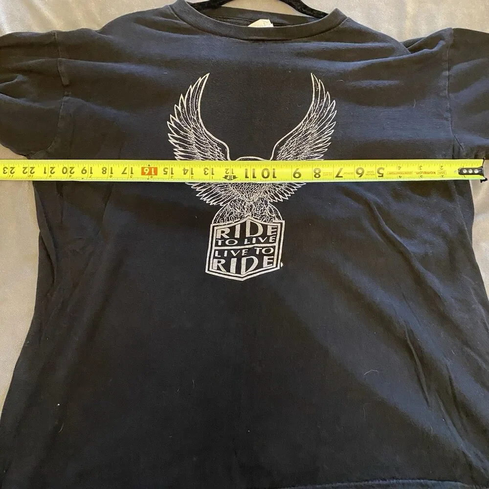 Tourchamp Men’s XL Vintage T Shirt Ride To Live Live To Ride Motorcycle Black - Picture 7 of 8